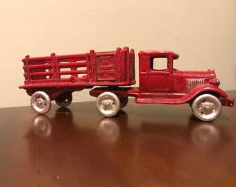 CAST IRON "Coast To Coast Cartage Co" Semi Tractor Trailer (AC Williams?) Toy