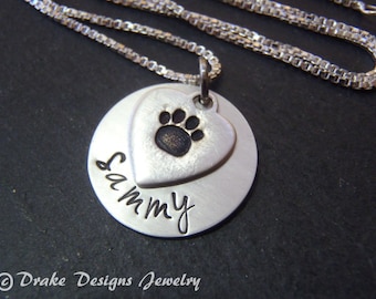 Sterling silver pet memorial jewelry personalized dog memorial necklace pawprint