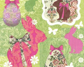 2 PAPER NAPKINS DECORATED EGG AND BUNNY (324)