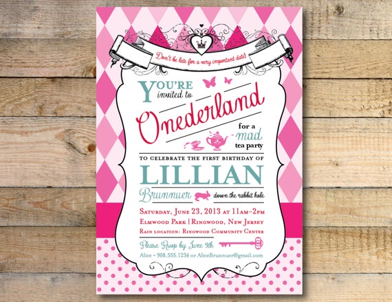 Alice In Onederland Birthday Invitations 5
