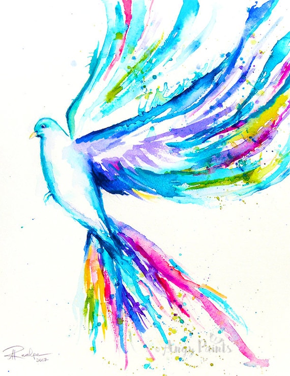 Bird Watercolor Art Dove Print Dove Watercolor Painting