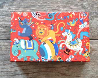 Circus Wrapping Paper, 20 Square Feet - Lion Gift Wrap - Birthday Gift Wrap - Elephant Wrapping Paper - Juggler - Acrobat - Trapeze Artist
