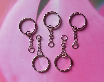 Set of 5 silver metal key ring