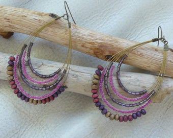MULTISTRAND pink and purple earrings