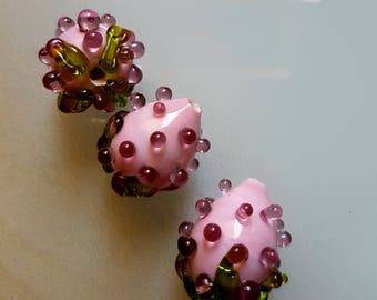 Pink lampwork bead