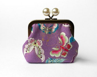 Small Pouch, Kisslock Coin Purse, Change Pouch, Coin Purse, Metal Frame Purse, Travel Jewelry Bag, Purse Accessory, Organizer, Butterflies