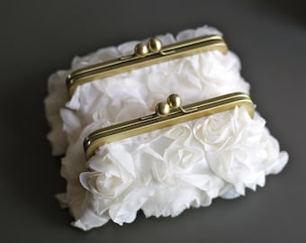 Sale - Fairy Tale Wedding - Rosette Ivory Clutch