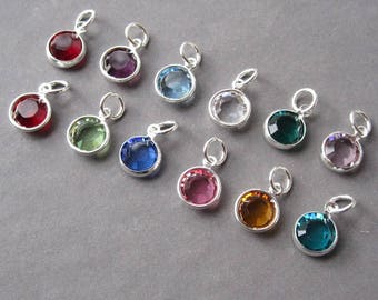 Swarovski Birthstone Charms, 8mm Large Swarovski Crystal Channel Charms, Bead Dangles, Add a Charm, Necklace Charms, Personalized Jewelry