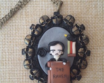 Edgar Allan Poe necklace polymer clay