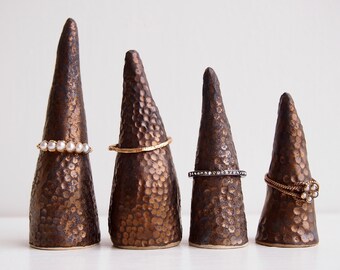 Handmade gold ceramic ring cones, ring display, ring holder, gold pottery ring cone, gold ceramics, jewellery display, engagement gift