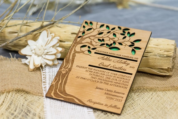 Laser Cut Wood Wedding Invitations 7