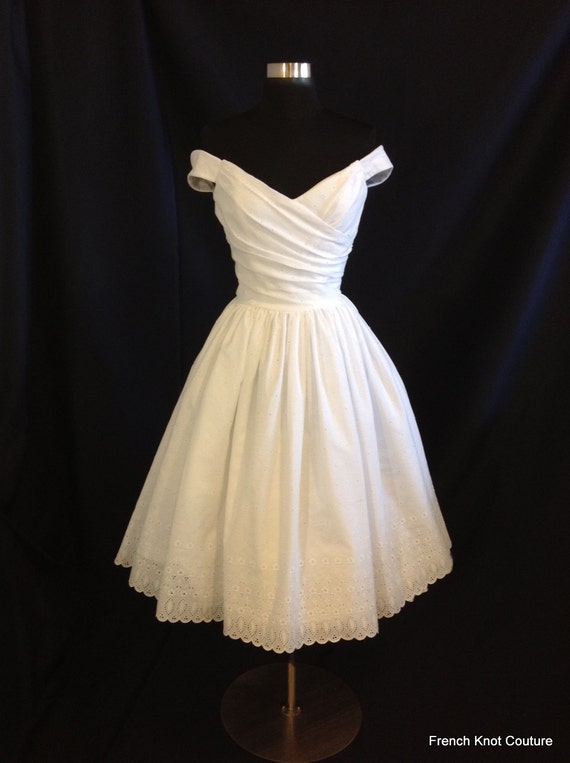 Short Wedding Dress Off Shoulder Cotton Eyelet FLIR-TINI