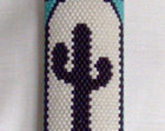 Black Cactus - Brick Stitch Lighter Cover Beading Pattern