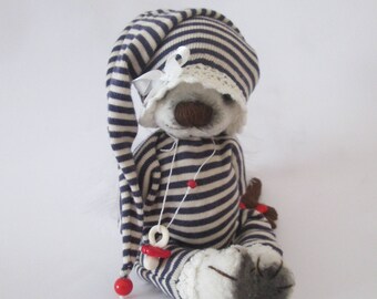 angel teddy bear handmade bear with wings teddy bear in striped handmade costume teddy bear handmade artist teddy bear stuffed teddy bear
