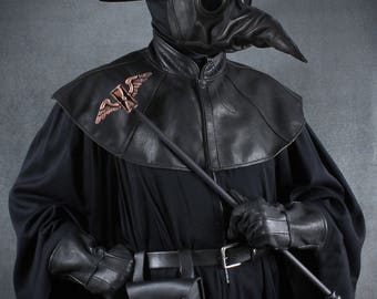 Jackdaw leather plague doctor mask