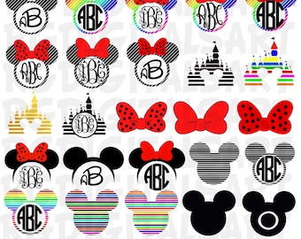 DISNEY Svg BUNDLE Files Svg Disney Minnie Svg Mickey & Mouse Ears Disney font, Monograms, Mickey Mouse Cut Files, Cricut, Silhouette. 8000