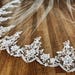 Cathedral veil, chapel lace veil, embroidered lace veil, lace at hem, floral lace, light ivory veil, diamond white veil, veil.