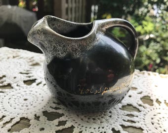 Vintage Small Souvenir HOT SPRINGS Arkansas Drip Glaze Pitcher