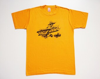 Vintage 70's Tee-Shirt Red Baron World War 1 German Biplane Fokker 1976