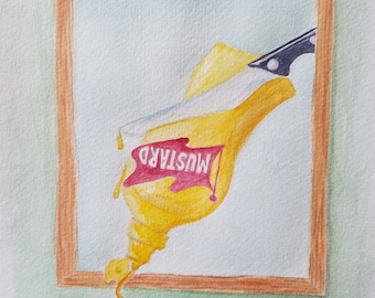 Original Watercolor Painting - Cut the Mustard