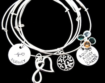 Design Your Own bracelet Bangle / Stackable Bangles / Choose Your Own Charms / Silver Bracelets