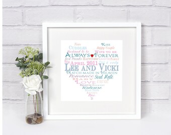 Personalised Love Heart Word Art Picture