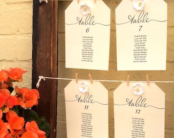 Wedding seating chart template, single hanging table charts, individual printable table plan | Wedding reception seating ideas, 5x7 and 6x4