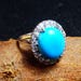 Turquoise Engagement Ring, Turquoise Statement Ring, Turquoise Wedding Ring, Blue Turquoise Gemstone 16.5x13.5 mm /