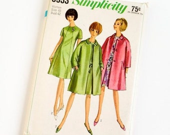 Shop SALE Vintage 1960s Womens Size 40 One Piece Dress and Coat Simplicity Sewing Pattern 6933 FACTORY Folds / b42 w34