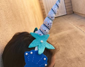 Narwhal (sea unicorn) headband