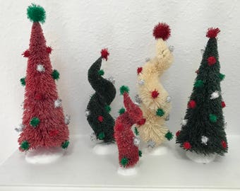 Department 56 bottle brush trees set of 5