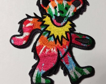 3" Tie Dye Dancing Bear Patch Grateful Dead Owsley Stanley Merry Pranksters Steal Your Face