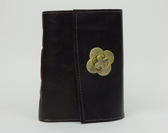 Leather Journal - Handmade paper with twist latch closure