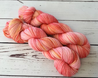 Peachy Hand Dyed Superwash BFL/ Nylon Sock Yarn