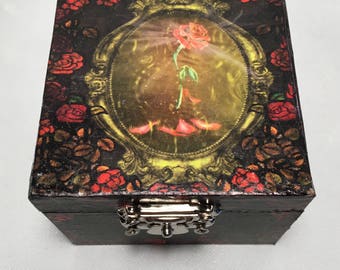Beauty and the Beast Rose Inspired Proposal Engagement Ring Box Bearer Pillow Box
