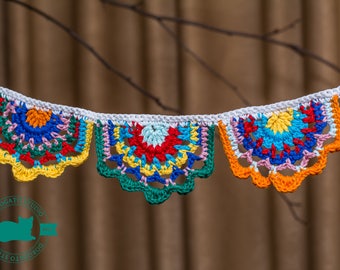 Crochet garland, crochet banner, Gypsy Crochet Banner, crochet bunting, nursery decor, party decoration, Baby Shower, hygge bunting