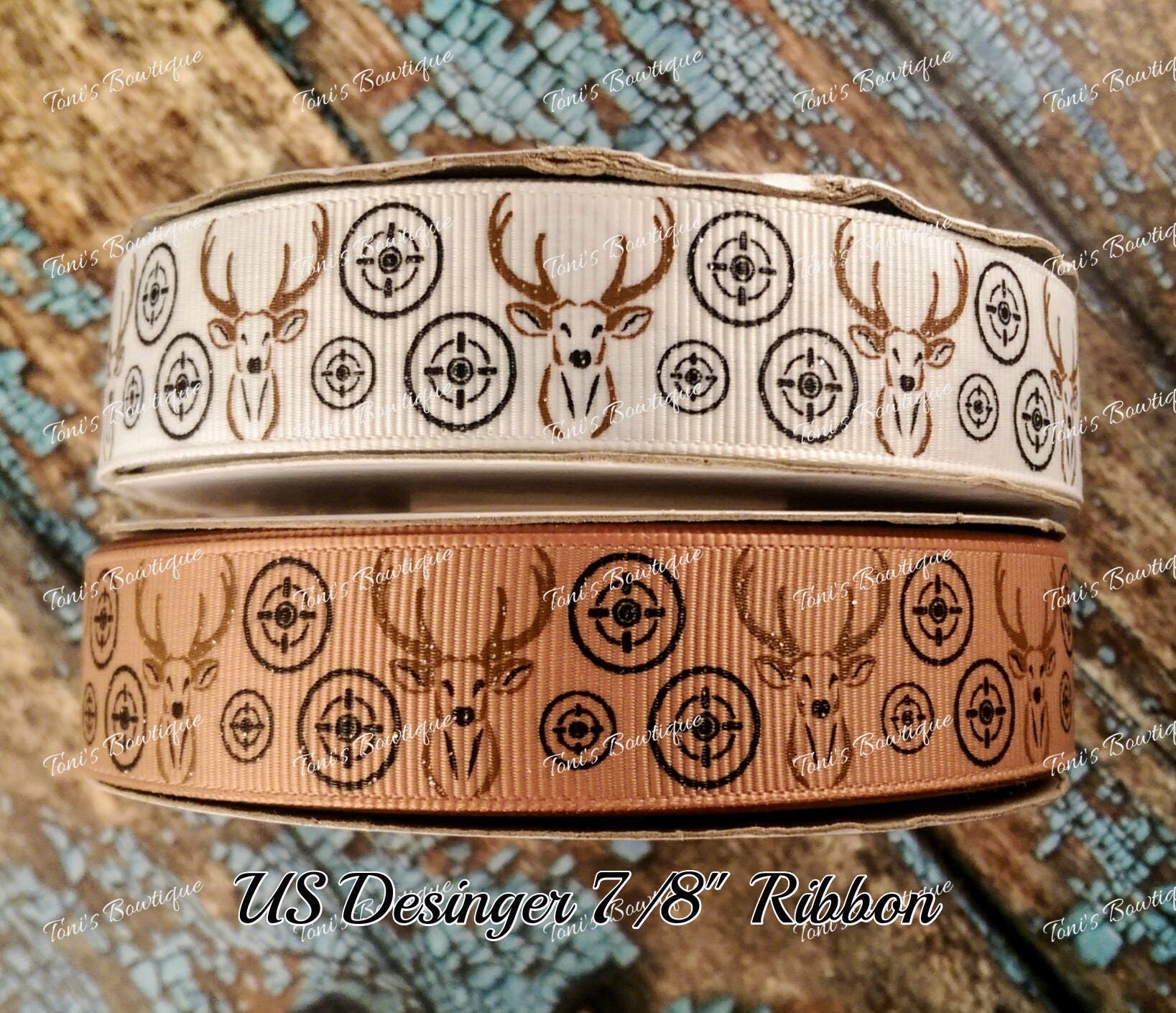 USDR, Ribbon by the Yard, Camo Ribbon, Hunting, US Designer 7/8" grosgrain Ribbon, hair bow