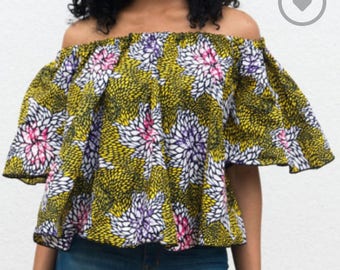 African print off the shoulder top