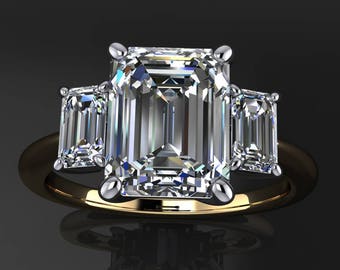 kennedy ring - 2.5 carat emerald cut NEO moissanite engagement ring