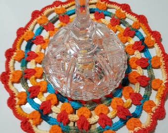 Crocheted Mandala, Dining table decorations, Party decorations