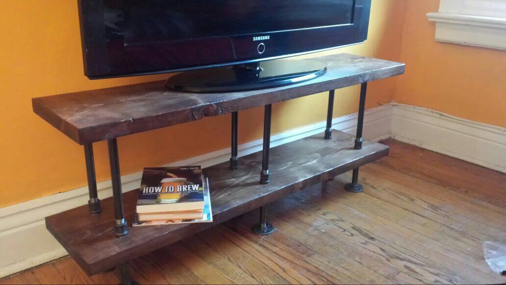 Industrial TV Stand Media Console Bookshelf Rustic Industrial TV Stand Media Console Bookshelf Rustic
