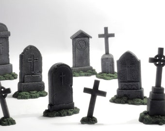 miniature gravestones: kit of 9 models