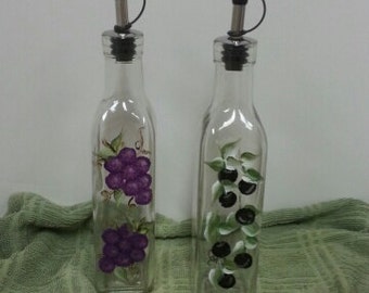 Hand-painted Oil & Vinegar Bottle Set