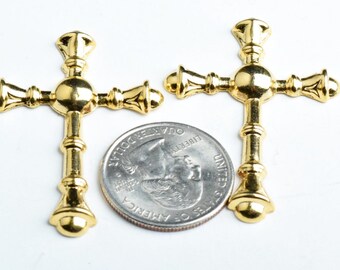 47mm Cross Flatback, Bright Gold, pack of 6