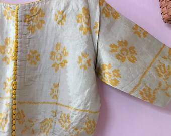 Pure Silk & Silver threads Custom made blouse