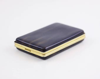 Tano of Madrid card case, faux tortoiseshell business card case, lucite bakelite credit card hard case, cigarette case