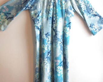 Vintage Hal Ferman Dreamy Cottonwood Bell Sleeve Maxi Dress / Vintage Union Made Dress / Women's Size M / Mod Glam