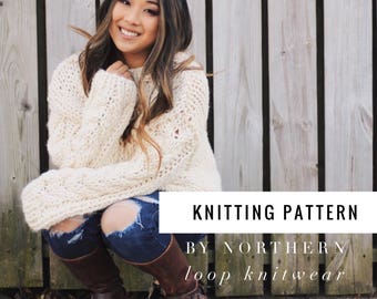 Knitting Pattern / Cable Knit Sweater/ Beginner Easy Jumper