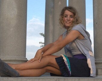 Sleeveless hooded jacket: fair trade, recycled t-shirt material