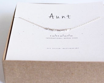 Aunt Gift Necklace / Aunt Silver Choker Necklace / Auntie Gift / Custom Morse Code Necklace Friend Friendship Best Friend Gift
